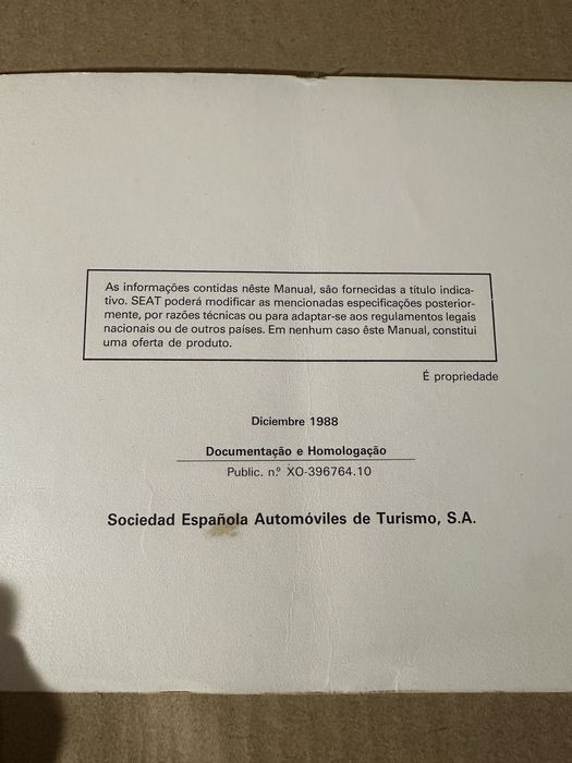Manual Seat Ibiza de 1988
