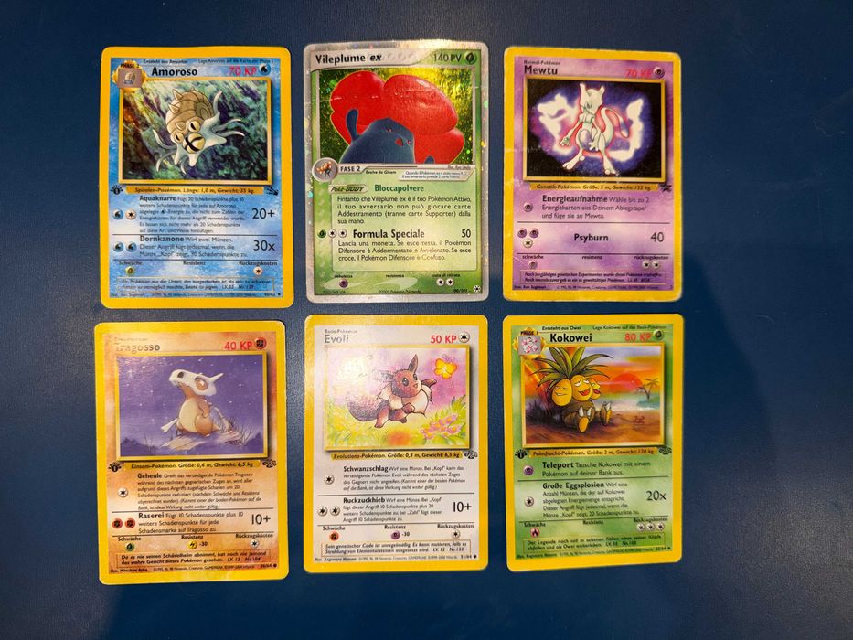 TCG Karty pokemon Jungle Fossil EX Hidden Legends - mix 1st edition/promo/holo - włoskie/niemieckie
