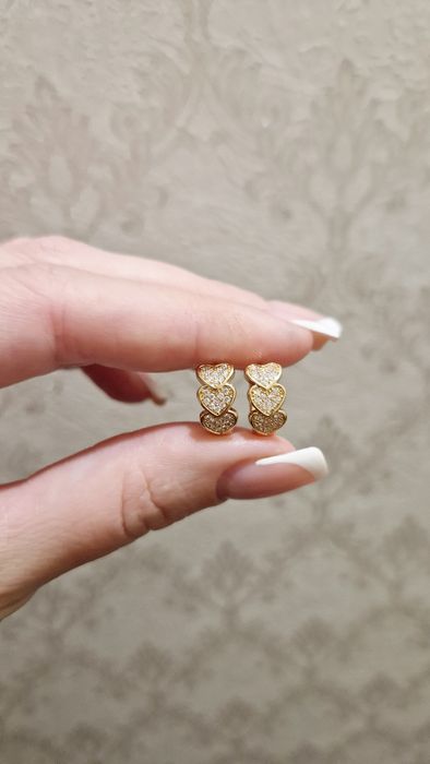 Позолочений комплект сережки та каблучка xuping