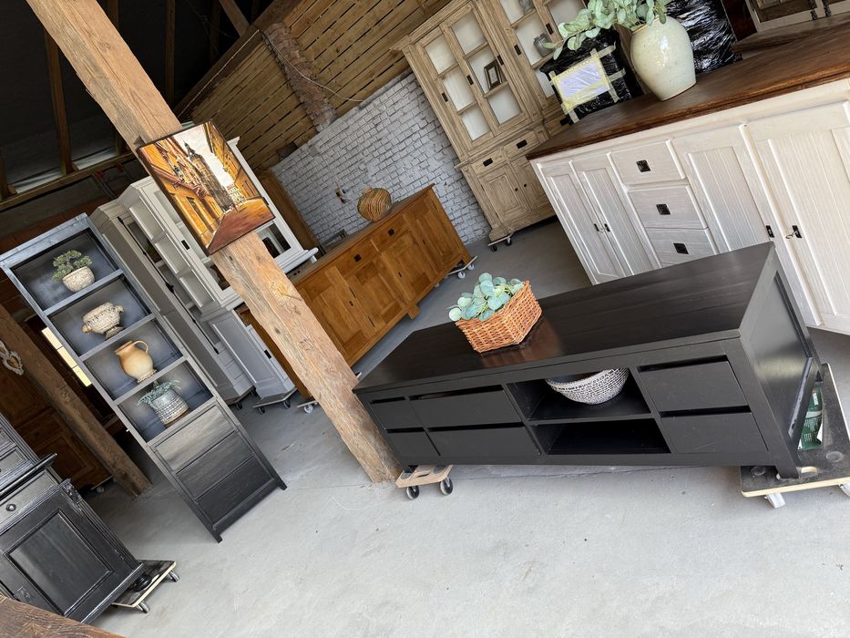 Komoda rtv szafka czarna loft nowoczesna szuflady prosta DREWNIANA