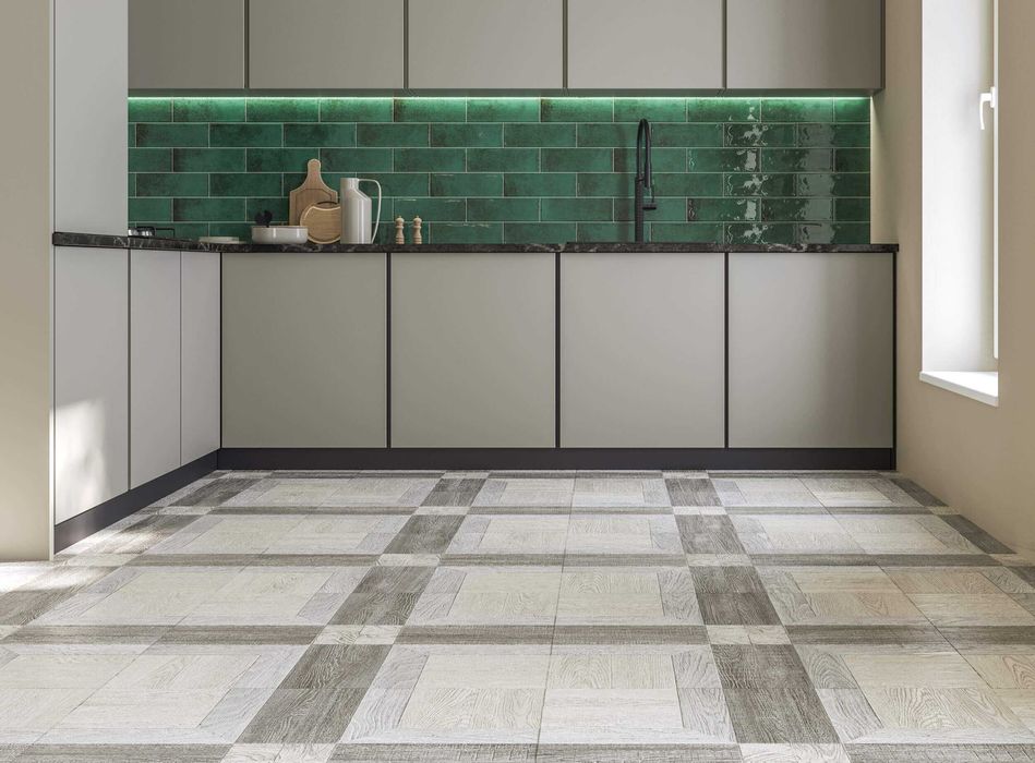 Матовая Серо Бежевая плитка на Пол French Wood 400х400х7 мм