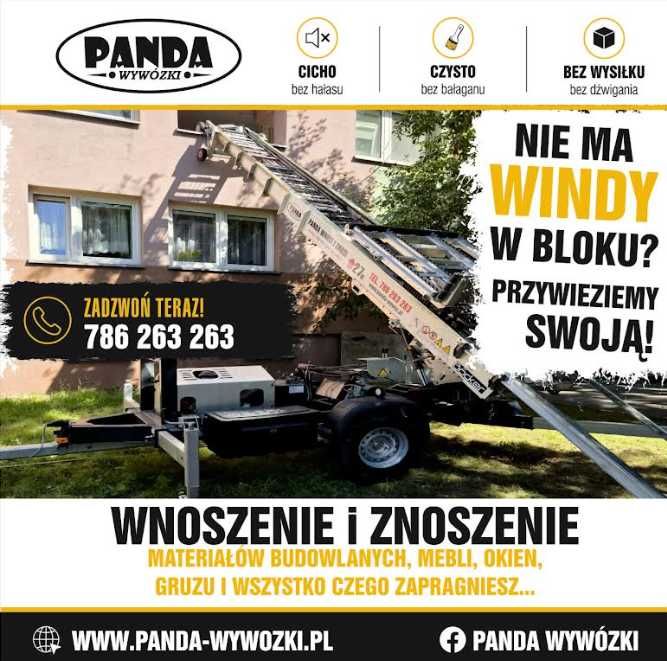 Zewnętrzna winda budowlana - wnoszenie i znoszenie materiałów i mebli