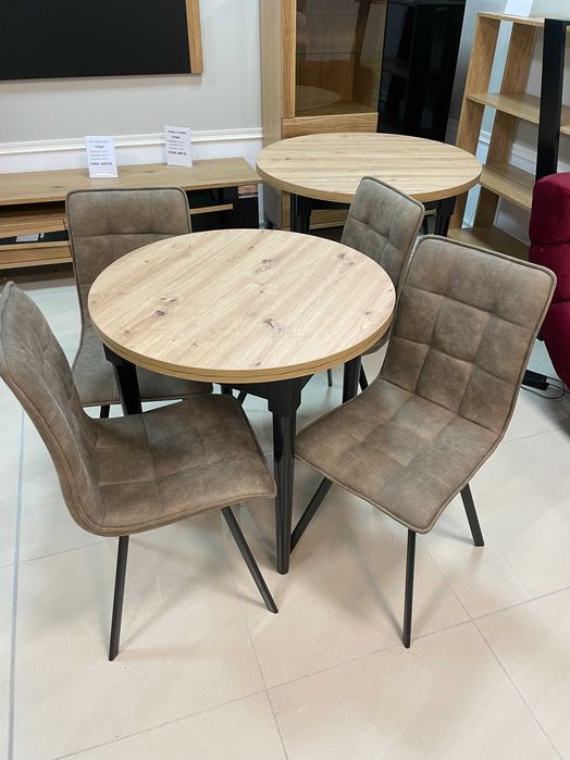 (943) Stół okrągły + 4 krzesła, nowe 1140 zł