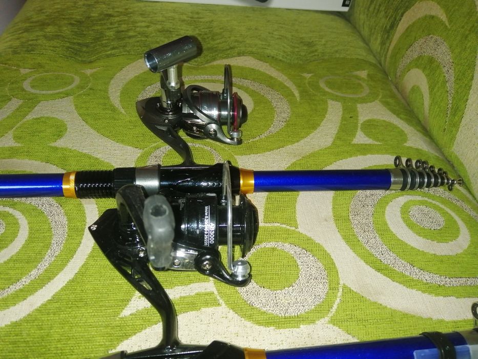 2 wędki teleskopowe 3m z kołowrotkami nowe