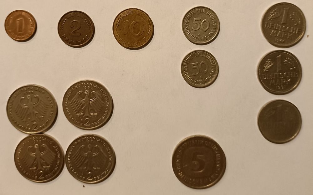 Moedas e Nota Europa. ALEMANHA. Marco