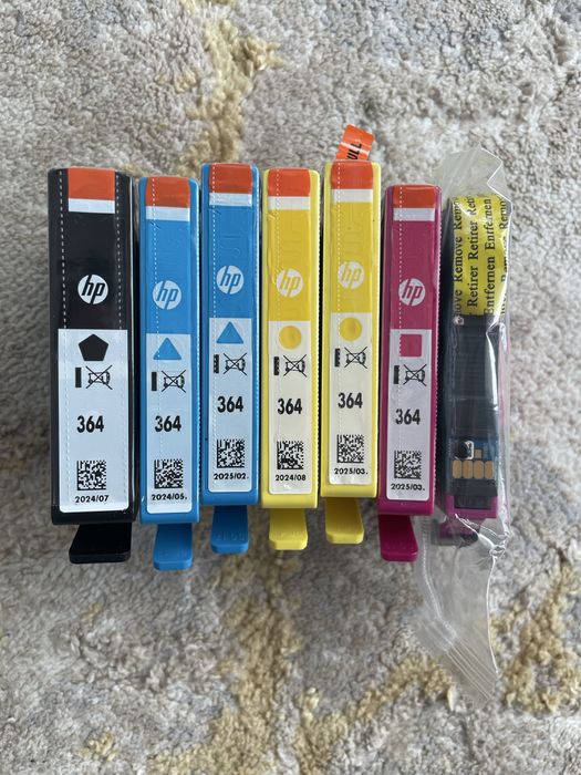 Pack HP 364 original e completo (preto, ciano, magenta e amarelo) + oferta de 1 amarelo e 1 ciano originais e 1 magenta reciclado. Todos lacrados