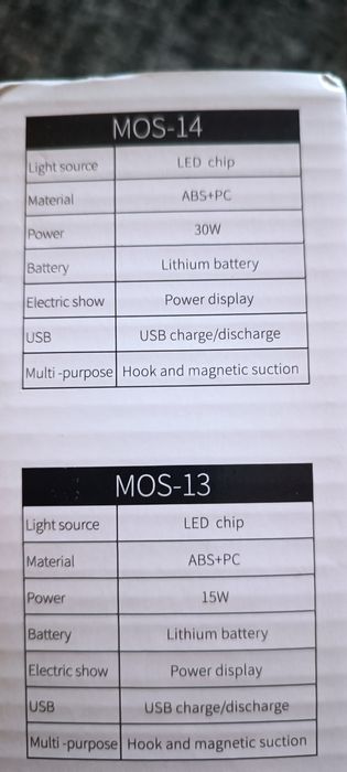 Акумуляторний світильник MOS-14 біле світло.