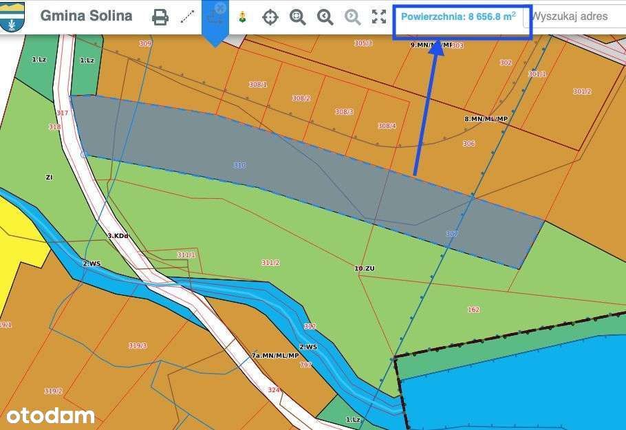 Solina 1,97 ha | MPZP | pod inwestycję (podział/domki) | PUM do 2800m2
