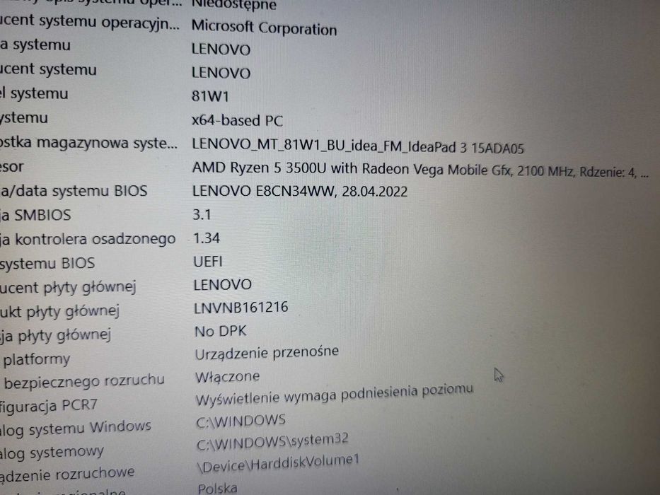 Laptop LENOVO IdeaPad 3 15ADA05 15.6" AMD Ryzen 5 8GB RAM 512GB SSD