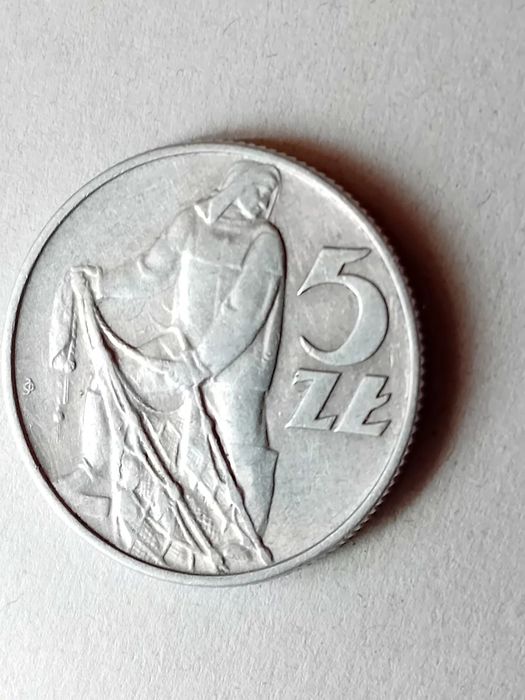 Moneta prl 5 zł Rybak sloneczko 1974 r