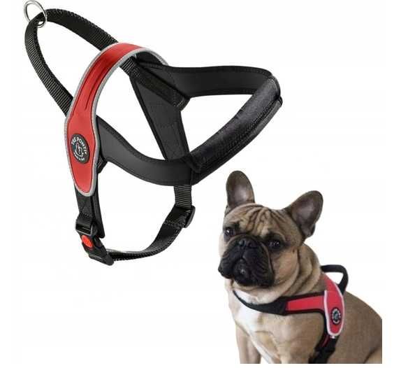 SZELKI dla psa Buldog Francuski M 60-75 cm TRE PONTI czerwone Z ODBLASKAMI