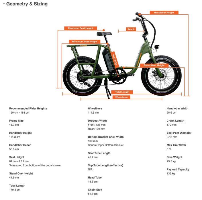 Bicicleta de carga eléctrica RadRunner c/ acessórios originais
