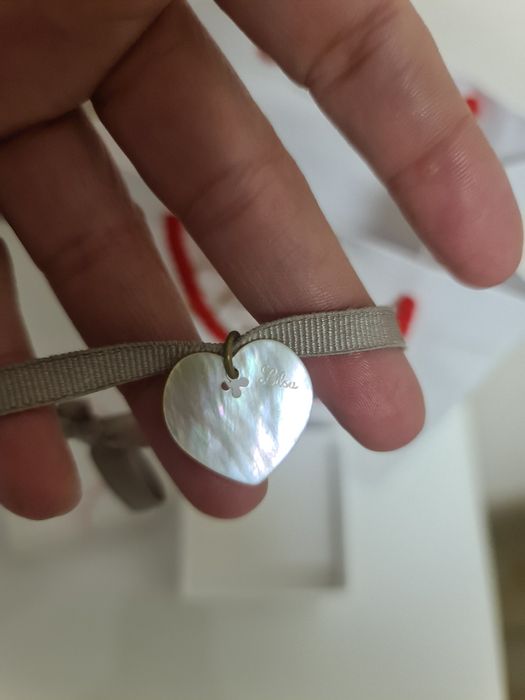 Bransoletka kokarda Lilou masa perłowa szara serce