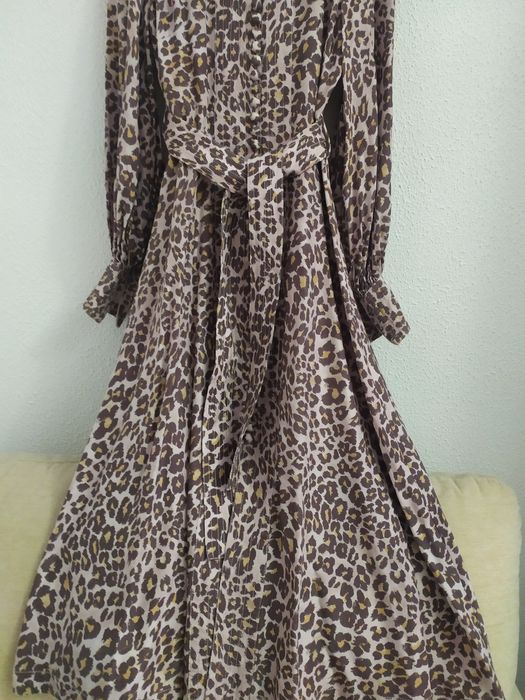 Vestido midi padrão leopardo Zimmerman