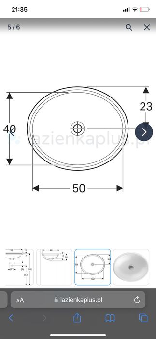 umywalka łazienkowa podblatowa/ podwieszana