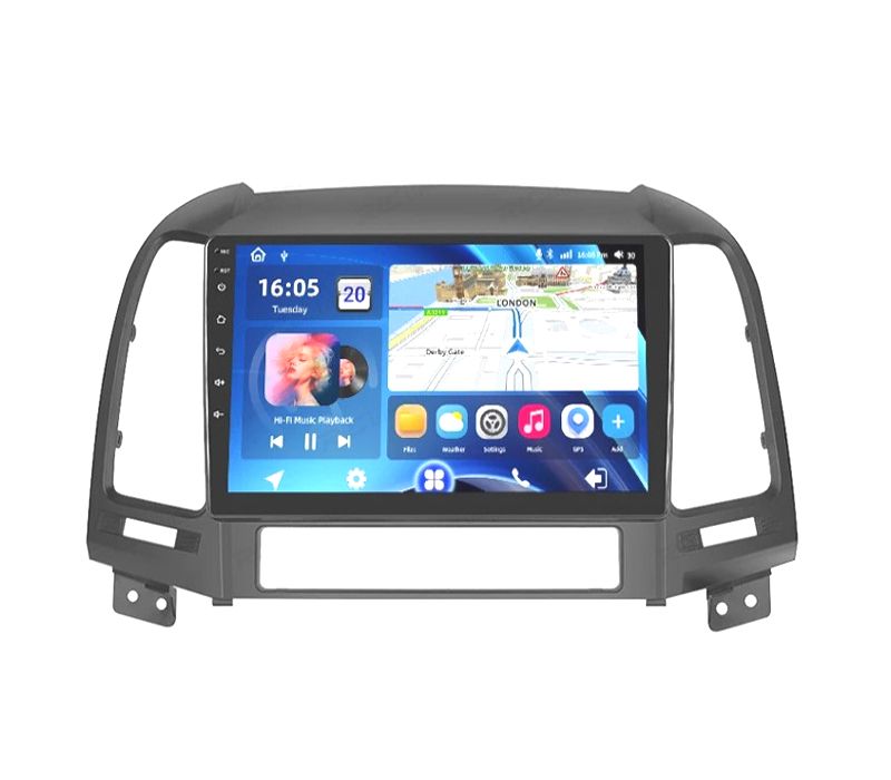 RÁDIO GPS 9'' ANDROID 13 HYUNDAI SANTA FE 06-12 2 DIN 4GB+64GB