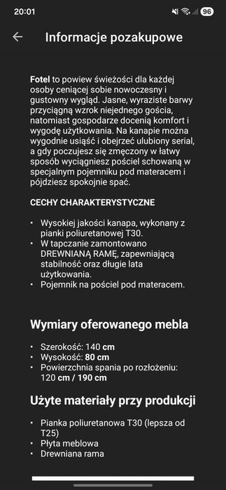 Sofa fotel kanapa amerykanka z funkcją spania