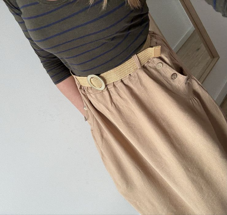 Długa spódnica, na gumkę, kieszenie, wiskoza