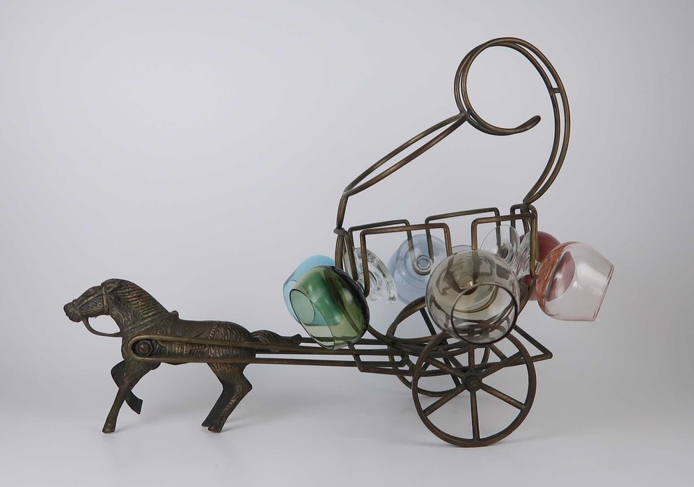 Decanter Vintage - Cavalo com carroça e 6 calices