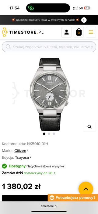 CITIZEN NK5010-01H zegarek meski stalowy skorzany elegancki nowy