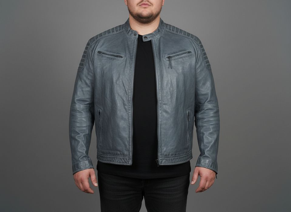 Paulgos Skórzana Kurtka Męska Pilotka Plus Size 6Xl