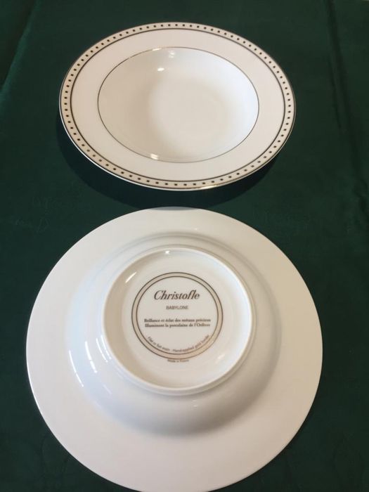 Conjunto Christofle faqueiro Perles, serviço Babylone com copos cristal, tudo para 6 pessoas - Como novo