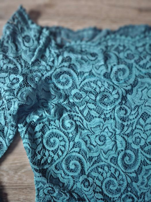 Sukienka mini koronkowa butelkowa zieleń