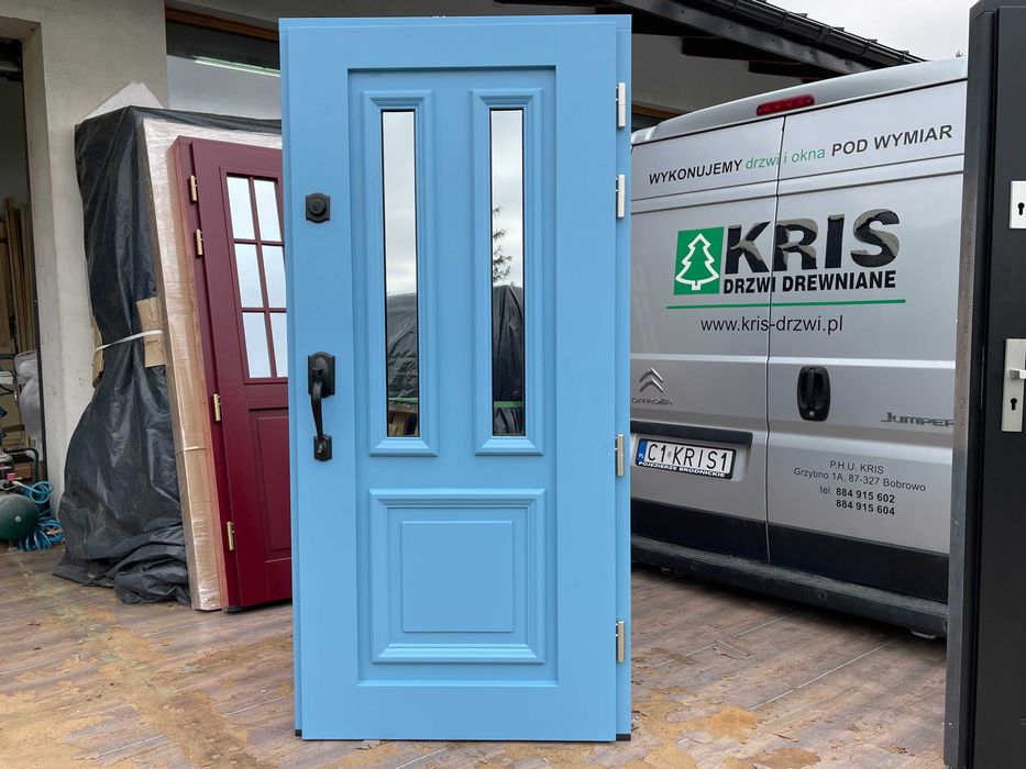 Drzwi drewniane zewnętrzne Schlage Na WYMIAR  Montaż cała Polska