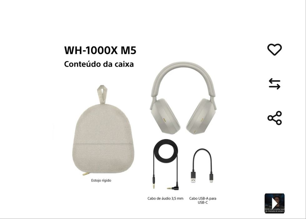 Auscultadores Sony  Bluetooth SONY WH 1000XM5