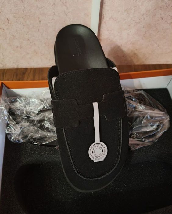 Мюлі натуральна шкіра та замша у стилі Hermes