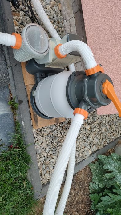 Zestaw Basen + pompa piaskowa + drabinka + odkurzacz basenowy + siatka