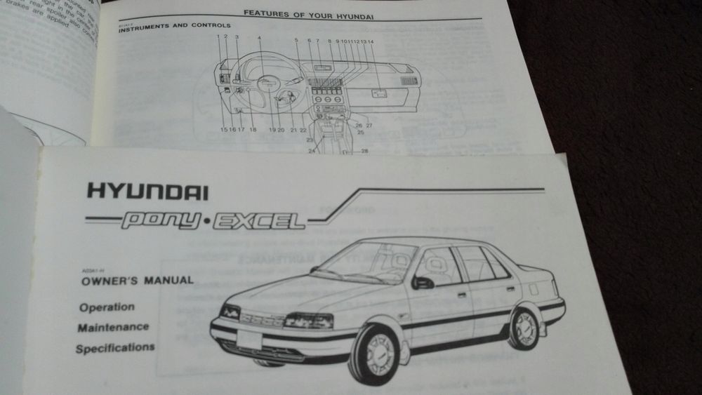 HYUNDAI PONY EXCEL Instrukcja Obslugi Ksiazka 1990
