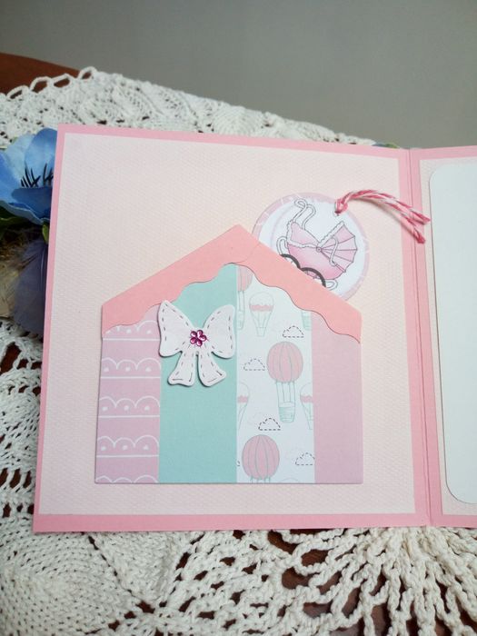 Ręcznie robiona kartka okolicznościowa, girl, scrapbooking