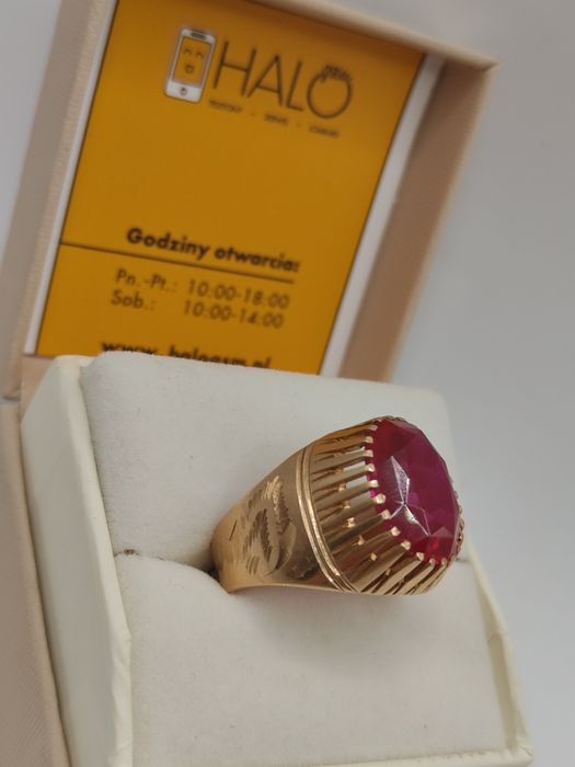 Piękny złoty sygnet pr.585 od Halogsm Zgierz.