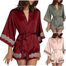 Атласный халат  з мереживом 222/26