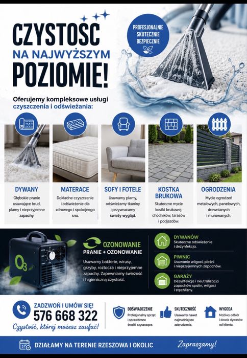 Usługa prania ekstrakcyjnego - dywan, sofa, materac,