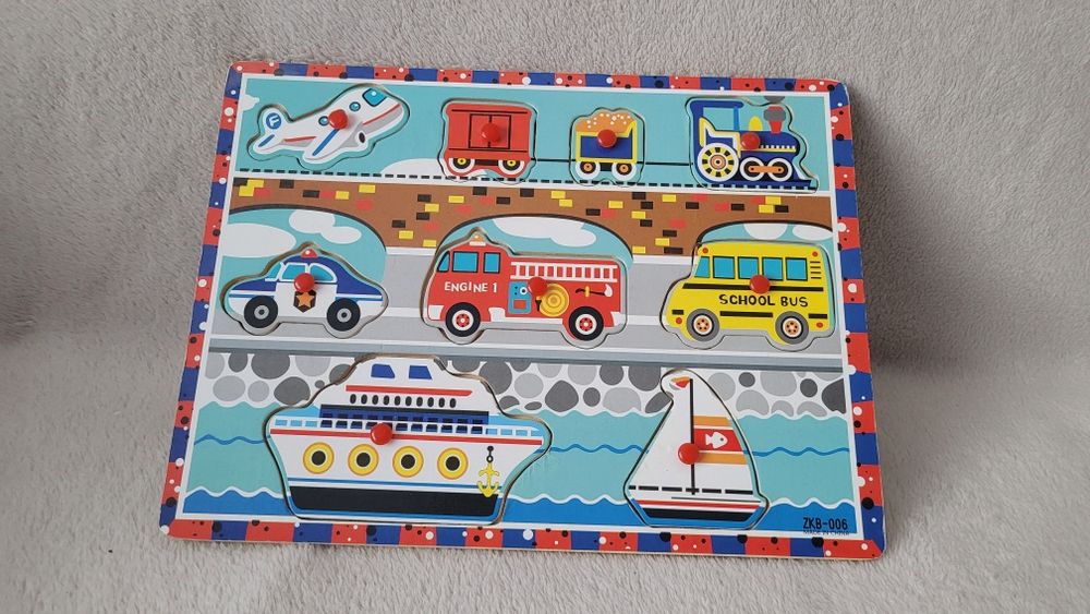 Układanka drewniana pojazdy