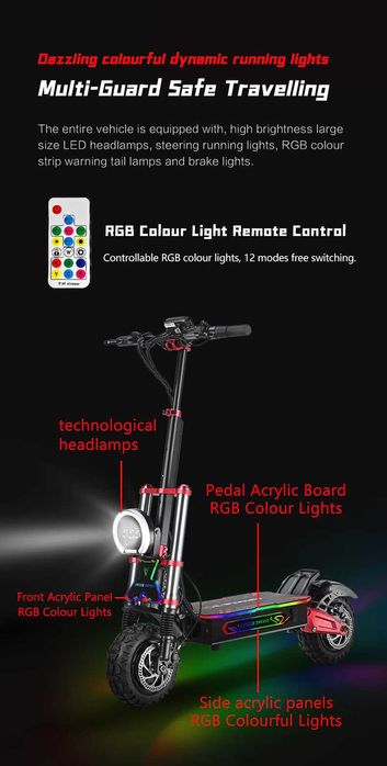 Trotineta Elétrica Motor 6000W "2X3000W" Bateria 60V 38Ah