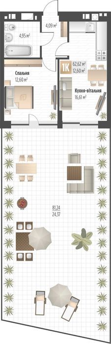 Продаж 1 кім. квартири SOUL PARK вул П. Орлика 62.62 кв.м