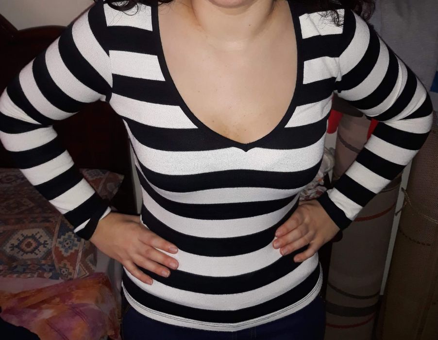 Blusa às riscas em algodão