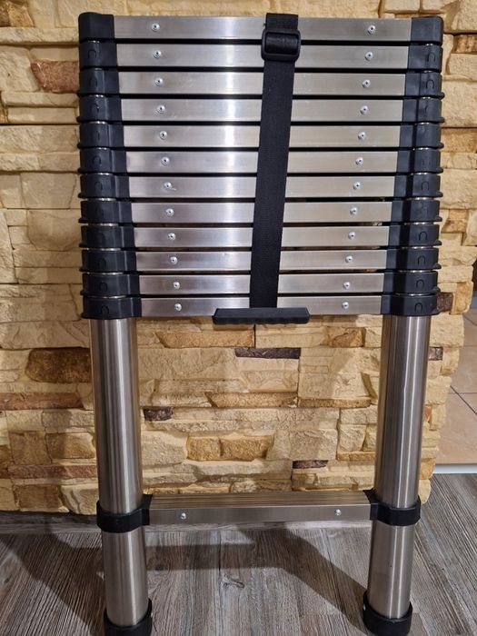 Drabina teleskopowa stal nierdzewna 3.8m. NOWA