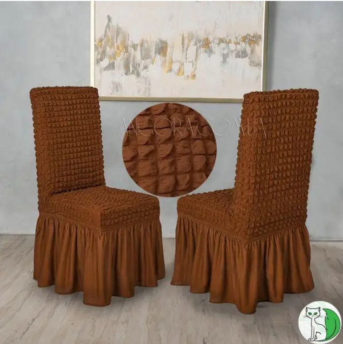 Чехол На Стул С Оборкой Рюшами Защитный Стрейчевый Универсальный
