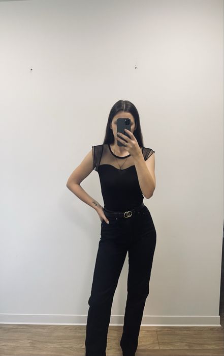 Czarne stylowe body damskie w rozmiarze XS