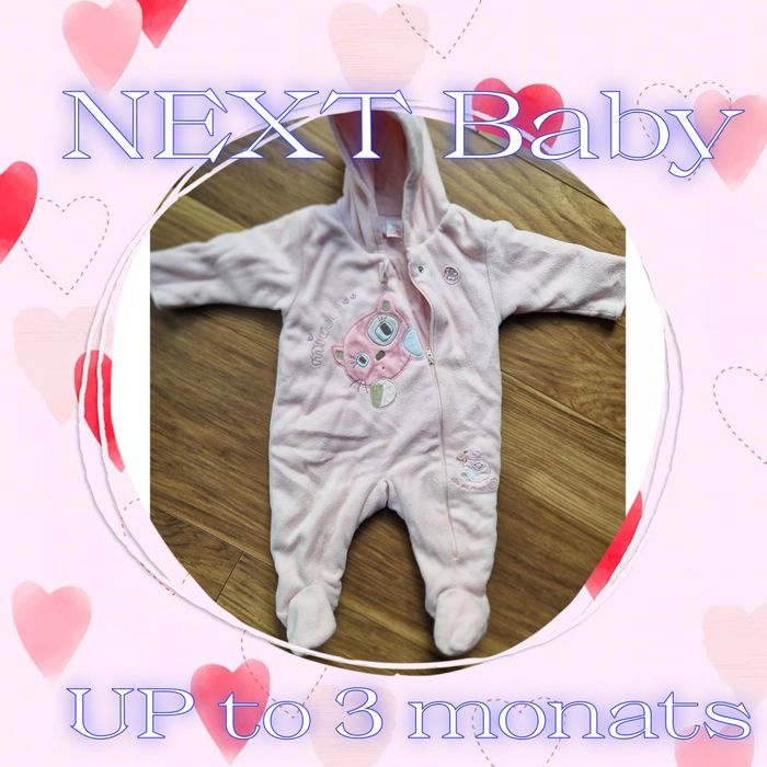 różowy ciepły pajacyk up to 3 months – next baby dla małej księżniczki