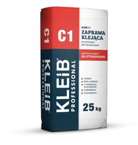 KLEIB C-1 KLEJ DO STYROPIANU OPAK.25KG budowa remont docieplenie domu