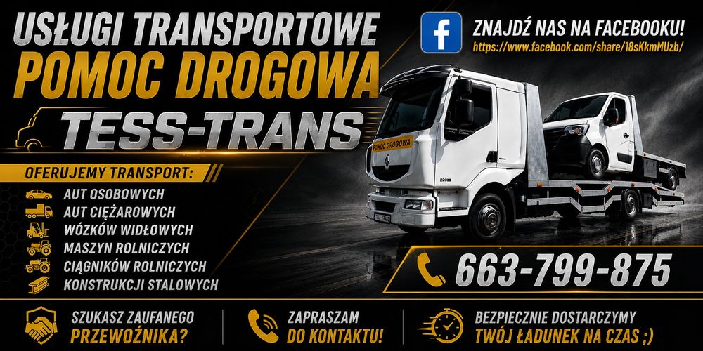 Pomoc Drogowa TESS-TRANS Usługi Transportowe  Autolaweta Holowanie