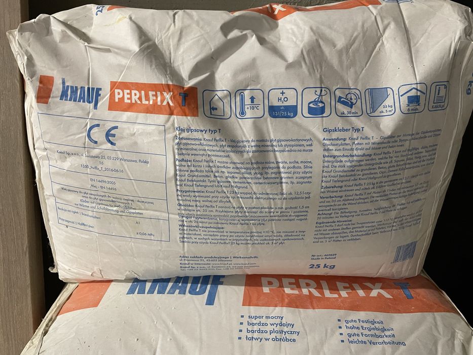 Perlfix T Knauf klej do plyt gipsowych 25kg