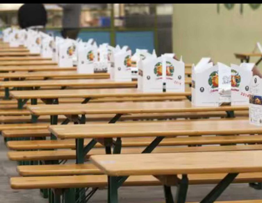 Meble Ogrodowe KOMPLET PIWNY BAROWY cateringowy na dożynki  FV 180CM