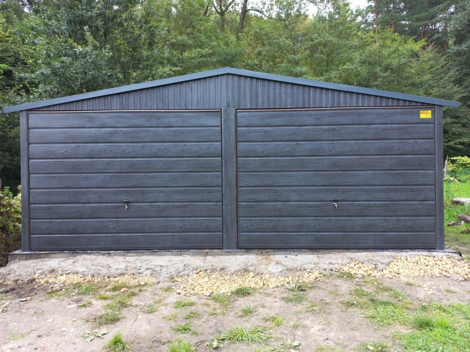 6x6 MAŁ Grafit Drewnop Garaze Blaszane Garaz Blaszany Blaszak Blaszaki