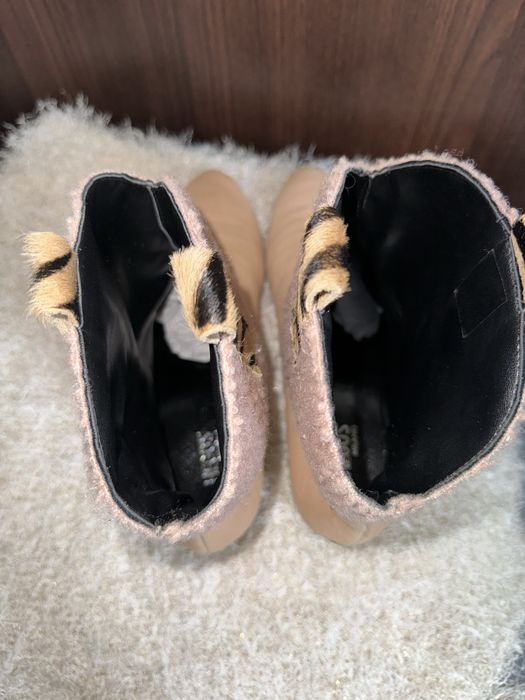 Hego’s Milano beżowe botki skóra naturalna cholewka baranek 41 zebra